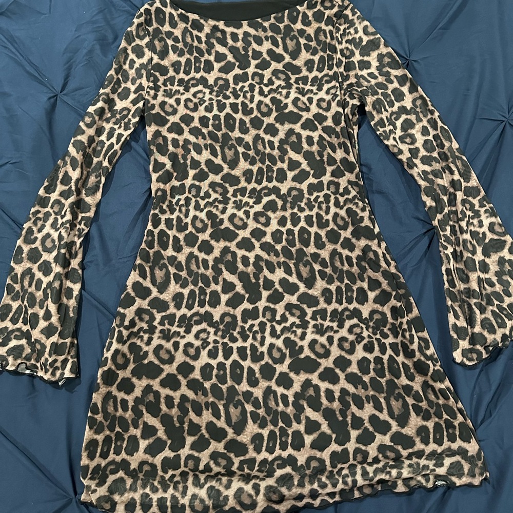 SHEIN Animal Print Long Sleeve Dress